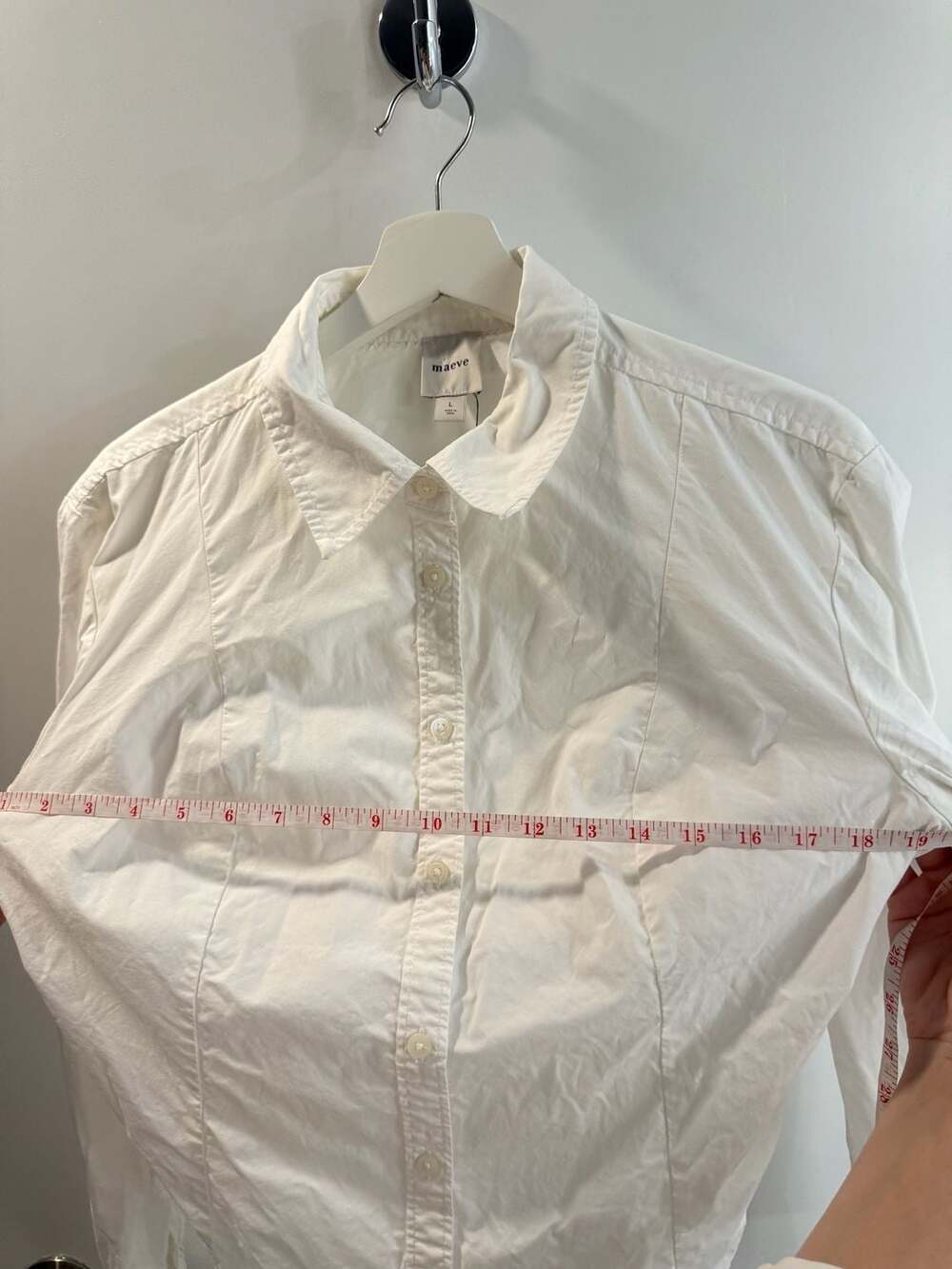 Maeve White Button Down Shirt Size L - Picture 7 of 9